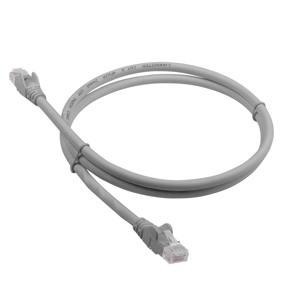 Патч-корд UTP кат.6 3м, RJ45-RJ45, серый, LSZH, Lanmaster (LAN-PC45/U6-3.0-GY)