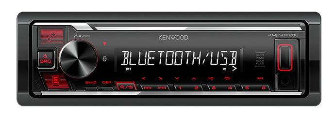 Автомагнитола KENWOOD, 1 DIN, 4x4x50Вт, черный (KMM-BT208)