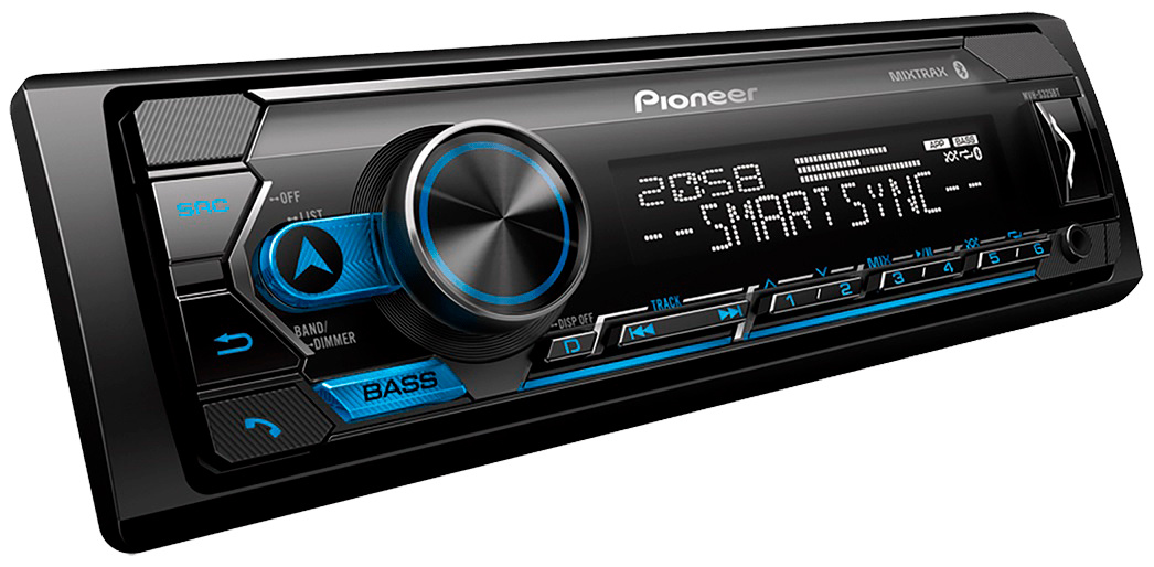 Автомагнитола Pioneer, 1 DIN, 4x4x50Вт, Bluetooth, черный (MVH-S325BT)