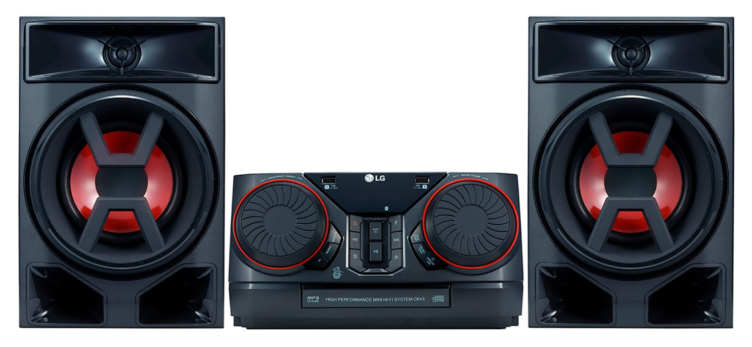 Мидисистема LG, 300 Вт, караоке, FM, USB, AUX, Bluetooth, Wi-Fi, ПДУ, черный (CK43)
