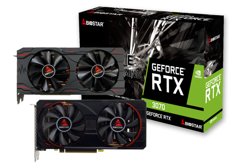 Видеокарта BIOSTAR NVIDIA GeForce RTX 3070, 8Gb GDDR6, 256 бит, PCI-E, HDMI, 3DP, Retail (VN3706RM82)