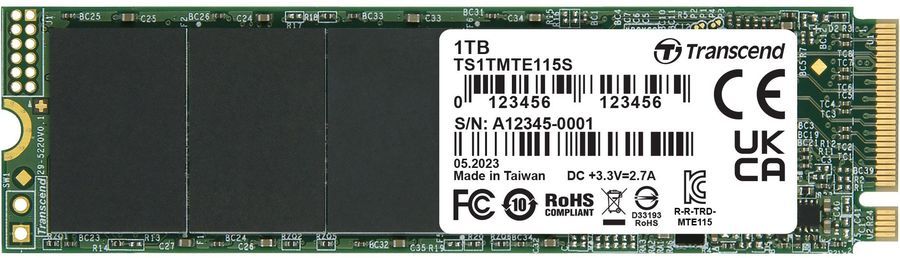 Твердотельный накопитель (SSD) Transcend 1Tb 115S, 2280, PCI-E 3.0 x4, NVMe (TS1TMTE115S) Retail