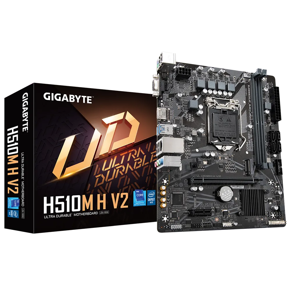 Материнская плата GIGABYTE H510M H V2, Socket1200, Intel H470, 2xDDR4, PCI-Ex16, 4SATA3, 7.1-ch, GLAN, 4 USB 3.2, VGA, HDMI, mATX, Retail