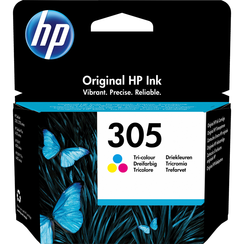 Картридж струйный HP 305 (3YM60AE), голубой/пурпурный/желтый, оригинальный, объем 2мл, ресурс 100 страниц, для HP DJ 2320/2710/2720