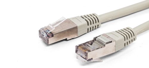 Патч-корд FTP кат.5e, 1 м, RJ45-RJ45, серый, CCA, экранированный, Fillum (FL-F5-1M)