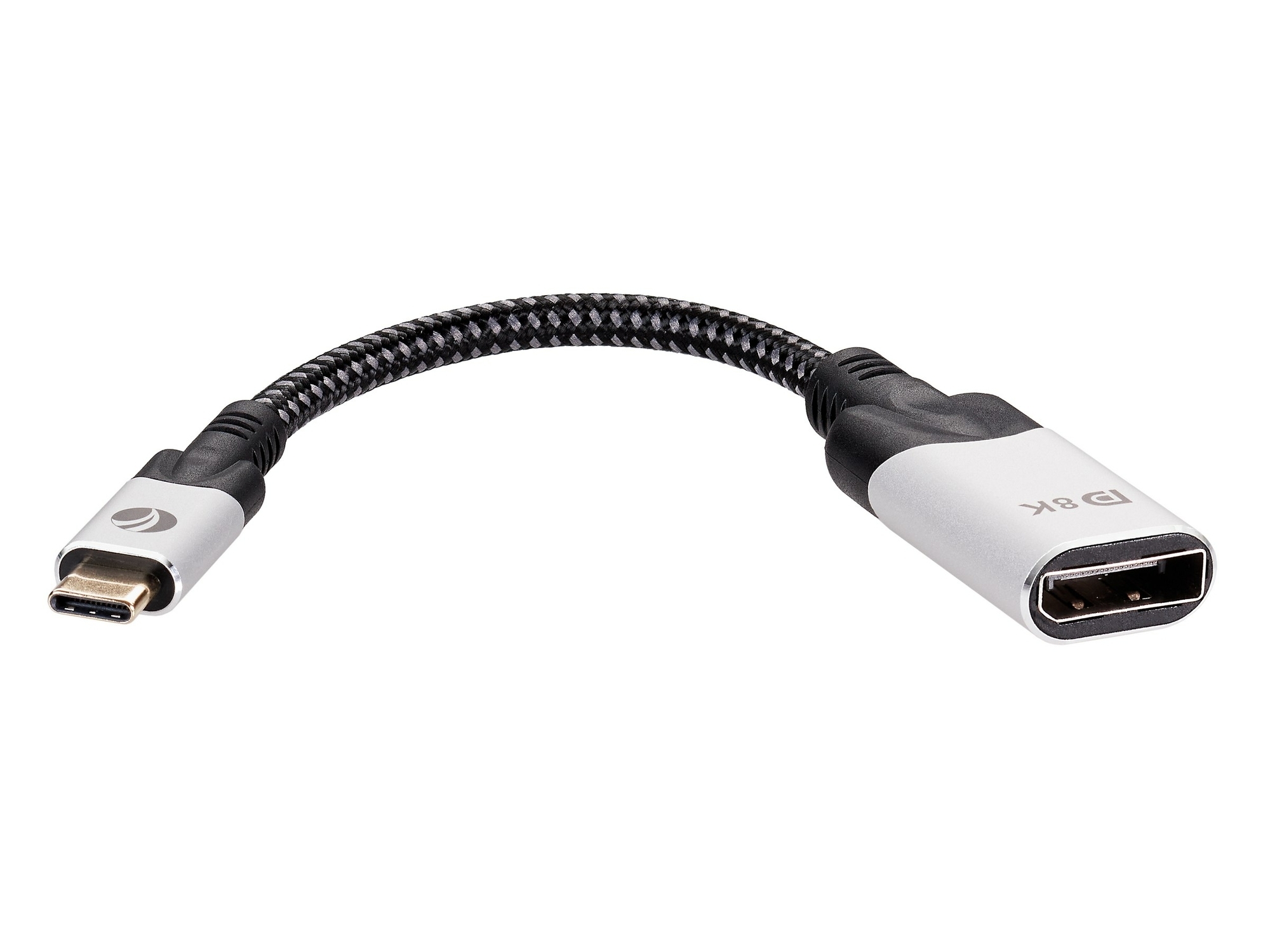 Переходник (адаптер) USB Type-C(m)-DisplayPort(f), быстрая зарядка, 15 см, черный/серый, VCOM (CU422MV-8K)