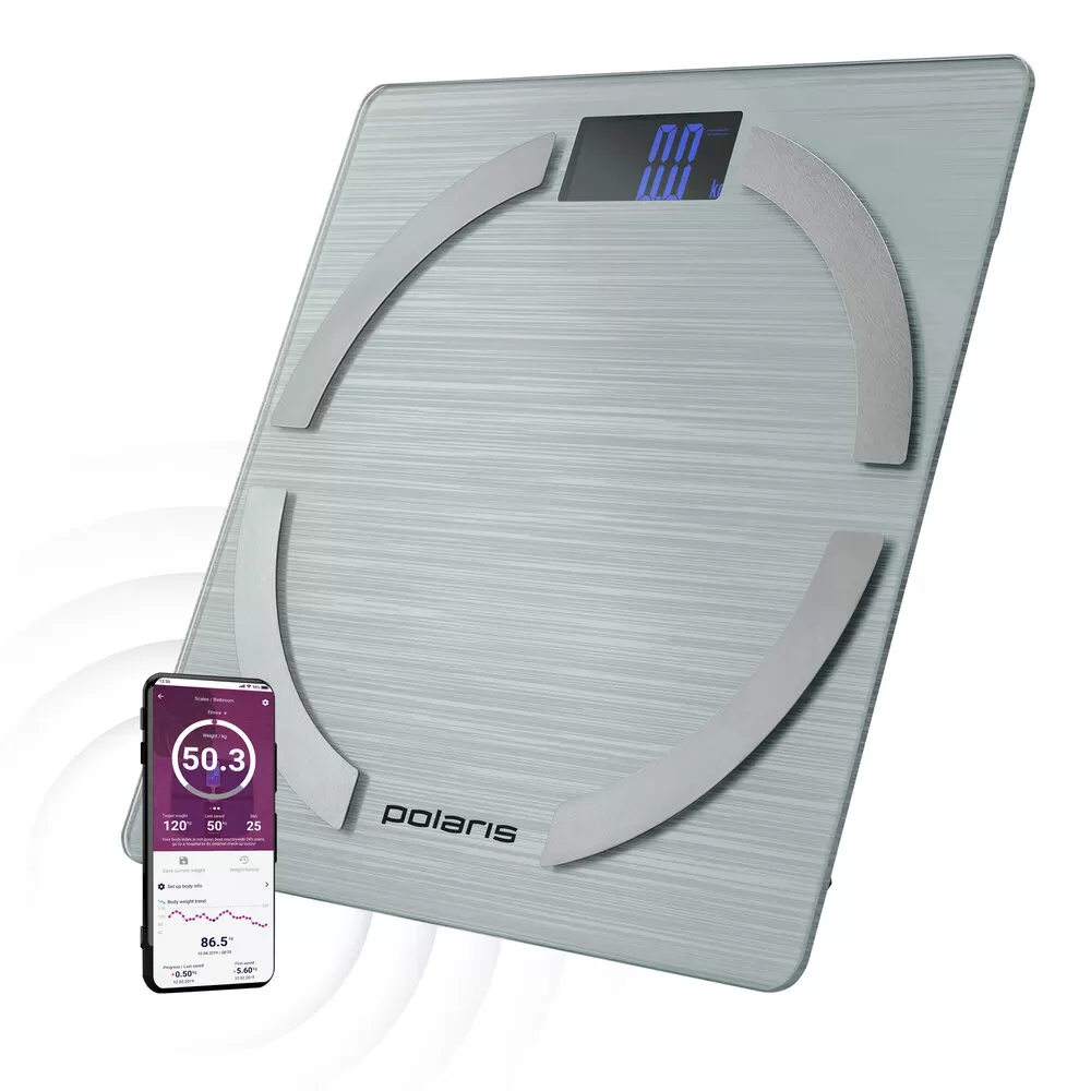 Напольные весы Весы Polaris PWS 1886 IQ Home, до 180 кг, диагностические, серебристый