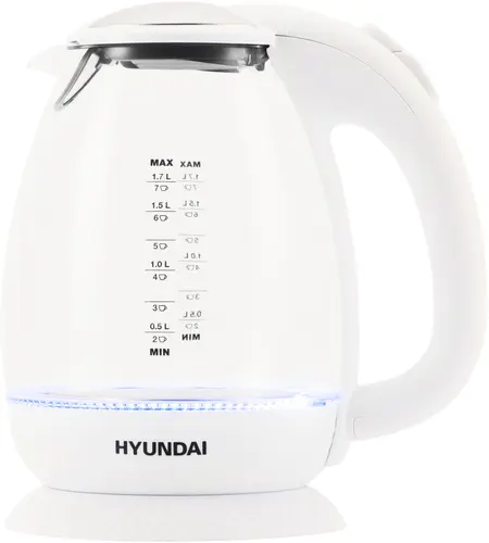 Чайник электрический Hyundai HYK-G3805 1.7л. 2.2 кВт, стекло/пластик, белый (1717757)