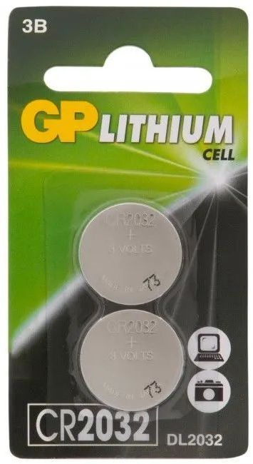 Батарея GP Lithium, CR2032, 3V, 2 шт. (GP CR2032-2CRU2)