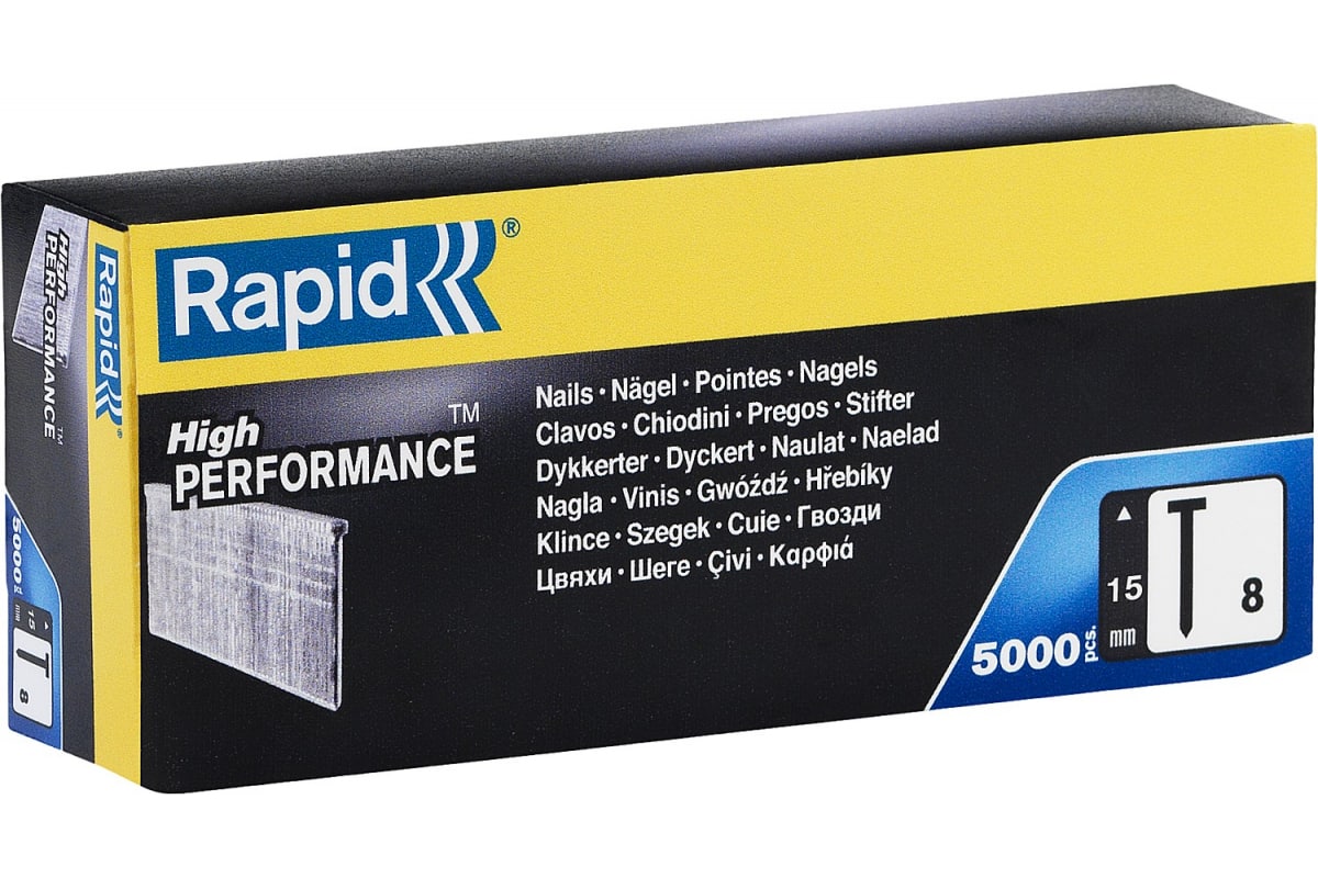 Закаленные супертвердые гвозди RAPID тип 300, 47/F/055/049/300/J/SK50, сечение: 1.0х1.25мм, длина: 4 см (40100535) 5000 шт.