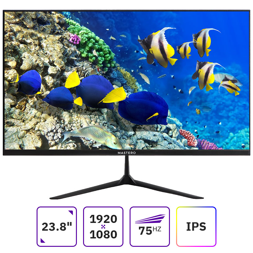 Монитор 23.8 Mastero Base US2422H IPS, 1920x1080 (16:9), 300кд/м2, 4 мс, 178°/178°, VGA, HDMI, черный