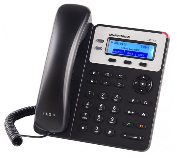 VoIP телефоны  E2E4 VoIP-телефон Grandstream GXP1625, 2 SIP-аккаунта, монохромный дисплей, PoE, черный/серебристый (GXP1625) нужен переходник питания!