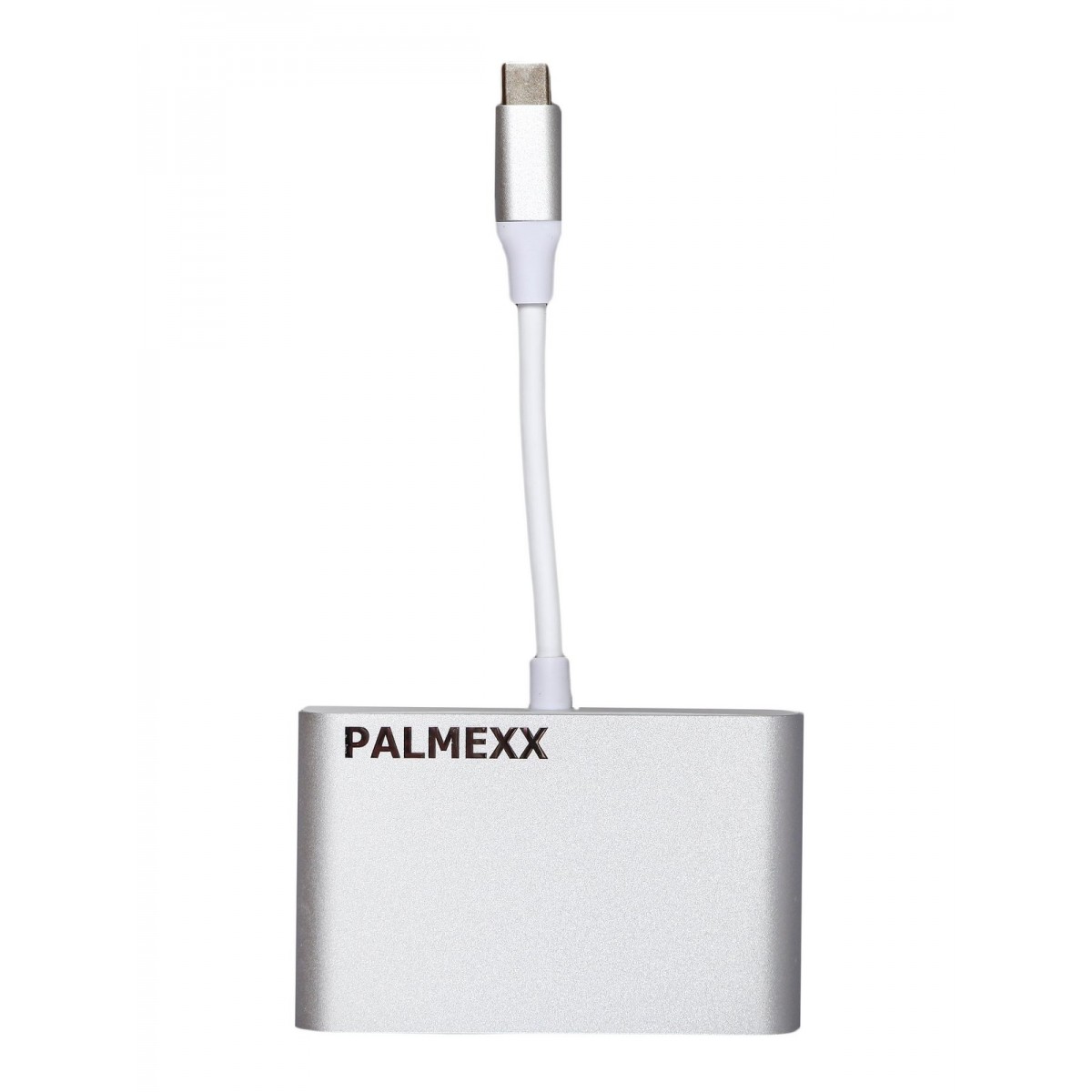 Концентратор Palmexx, 1xUSB 3.0, 1 (для питания)xUSB-C, серебристый + SVGA (PX/HUB-057)