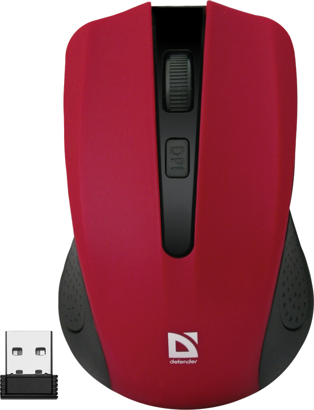 Мышь беспроводная Defender Accura MM-935, 1600dpi, оптическая светодиодная, USB, красный (52937)