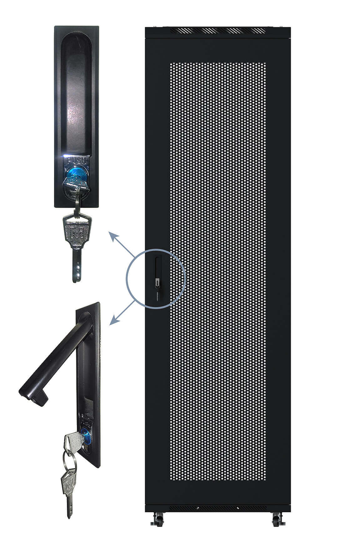  Дверь для шкафа Netko серии Expert 37U Ширина 800, металлическая, с перфорацией, черная (N.FRTD-P.37U.66174 .BK)