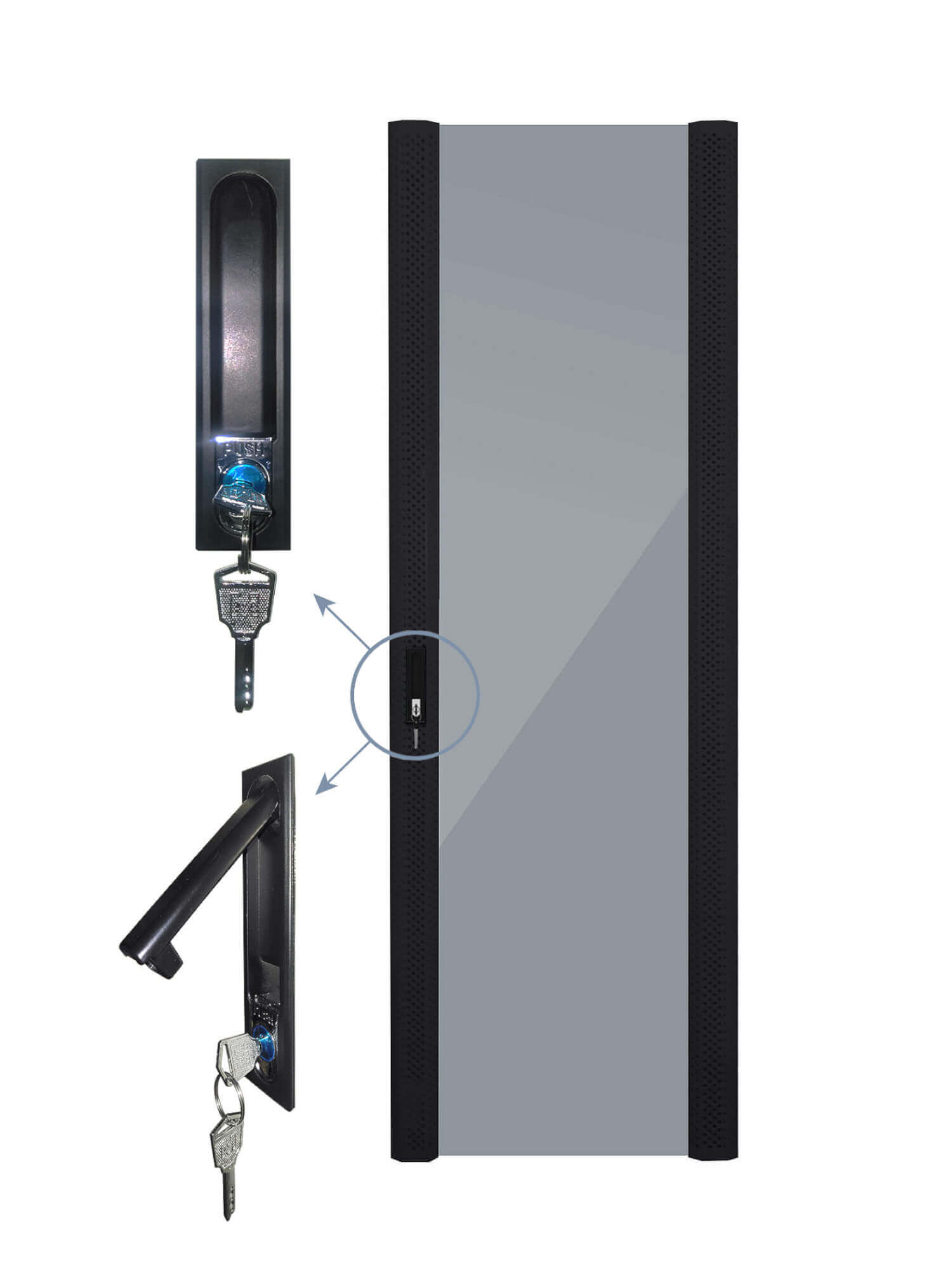 Дверь для шкафа Netko серии Expert 37U Ширина 800, стеклянная, черная (N.FRTD-V.37U.66173.BK)