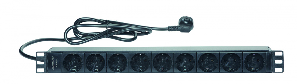 Блок розеток (PDU) Eurolan 60A-61-01-09BL, 1U, кол-во розеток:9 (9xЕвро), 16А, черный, кабель питания 1.8 м (60A-61-01-09BL)