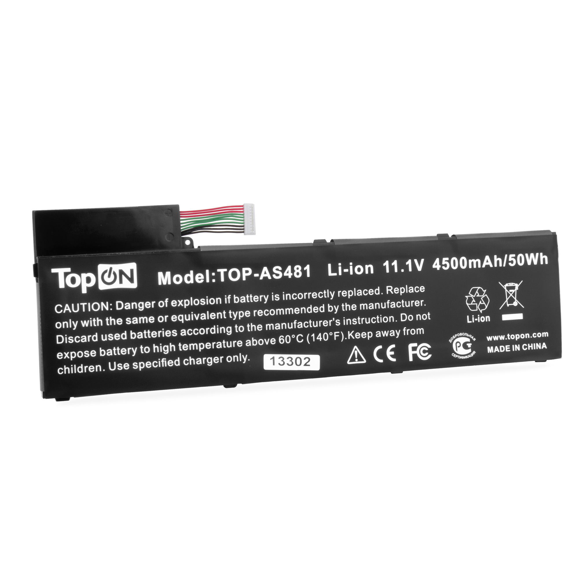 Аккумуляторная батарея TopON для Acer Aspire M3-481，ASPIRE M3-580,Aspire M3-580G,Aspire M3-581G,Aspire M3-581PT,Aspire M3-581T,Aspire M5-481,Aspire M5-481G,Aspire M5-481PT,Aspire M5-481T，Aspire M5-581G, Aspire M5-581T,Aspire M5-581TG，Iconia Tab W700，TRAVELMATE P645-MG,TravelMate P645M, TravelMate P645MG,TravelMate P645S,TravelMate P645SG,TravelMate P645V,TravelMate P645VG, TravelMate P648-G2-M，TravelMate P648-G3-M，TravelMate P648-M，TravelMate P658-G2， TravelMate P658-M，TravelMate X483-6691,TravelMate X483G, 11.1V, 4.5 А·ч, черный (TOP-AS481)