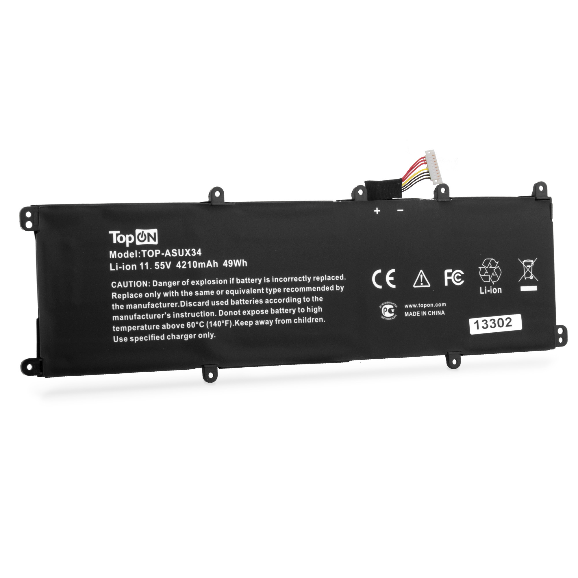 Аккумуляторная батарея TopON для Asus UX3430UA, UX430UA, UX530UQ, UX530UX, 11.6V, 4.21 А·ч, 49Wh, черный (TOP-ASUX34)