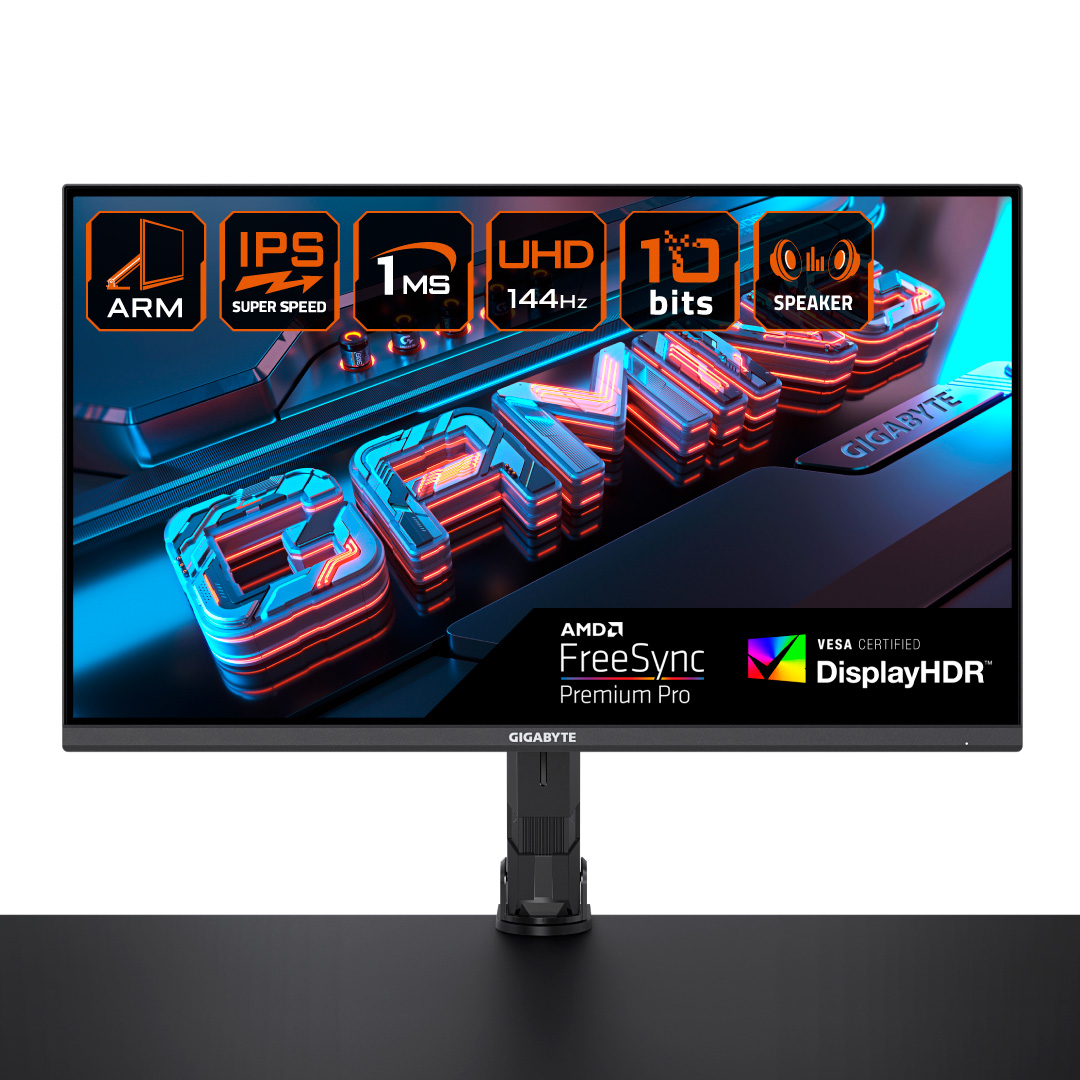 Монитор 31.5 Gigabyte M32U Arm Edition IPS, 3840x2160 (16:9), 350кд/м2, 144 Гц, 1 мс, 178°/178°, FreeSync Premium, HDMI, DisplayPort, USB Type-C, USB-Hub, черный (20VM0-M32UAEBT-1EKR)