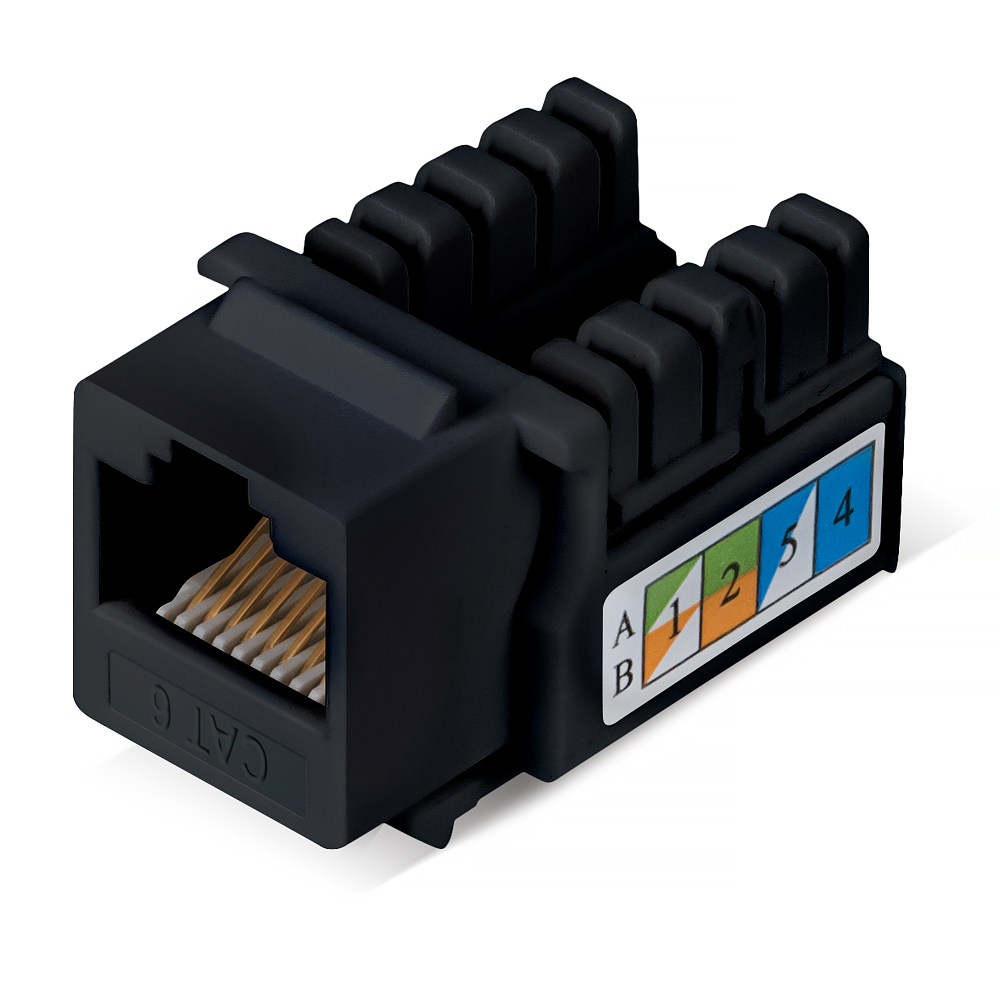 Модули Keystone, вставки  E2E4 Вставка Keystone Cabeus KJ-RJ45-Cat.6-90-BK, RJ-45 / 110 cat.6, 1 шт., черный (KJ-RJ45-Cat.6-90-BK)