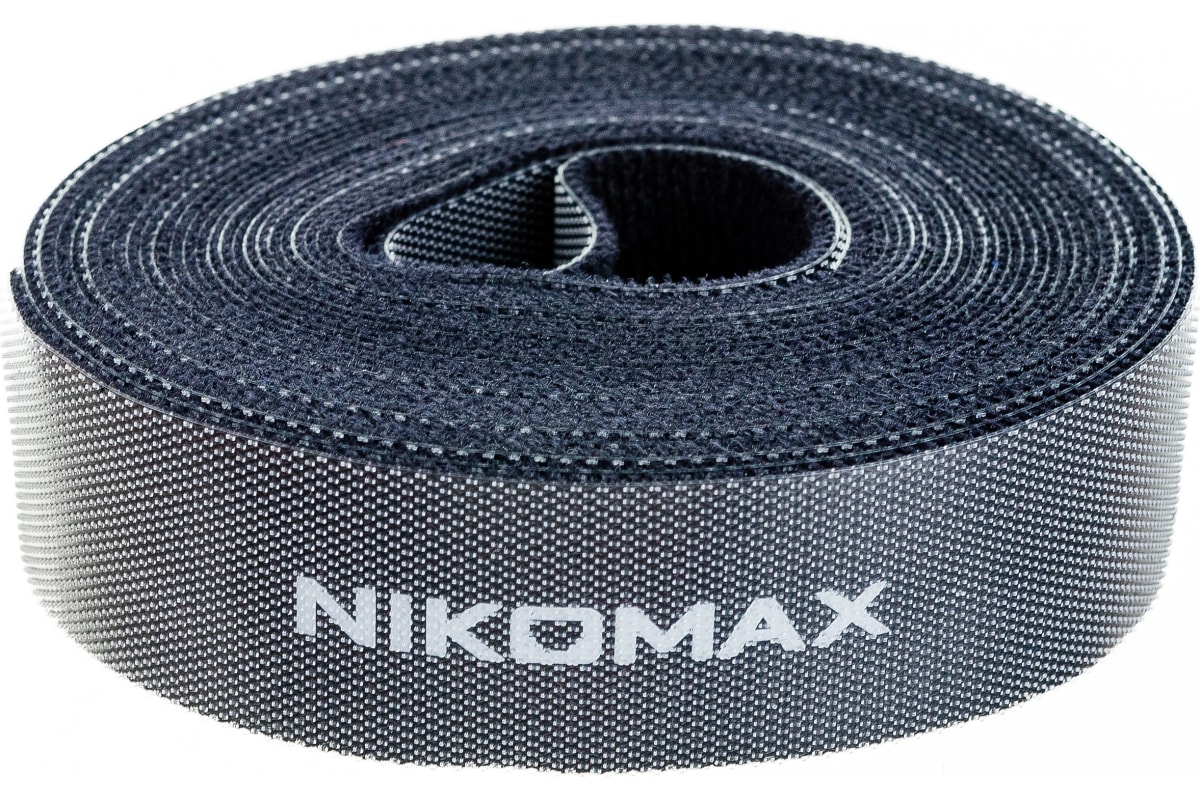 Стяжка-липучка Nikomax, 2.5 см x 5м, 1 шт., в рулоне, черный (NMC-CTV05M-25-RL-BK)