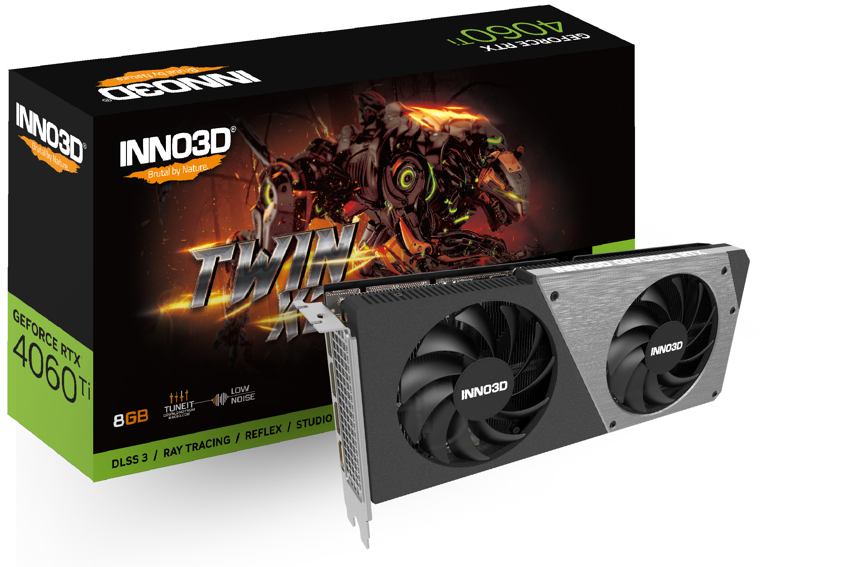 Видеокарта Inno3D NVIDIA GeForce RTX 4060Ti Twin X2, 16Gb DDR6, 128 бит, PCI-E, HDMI, 3DP, Retail (N406T2-16D6-178055N)