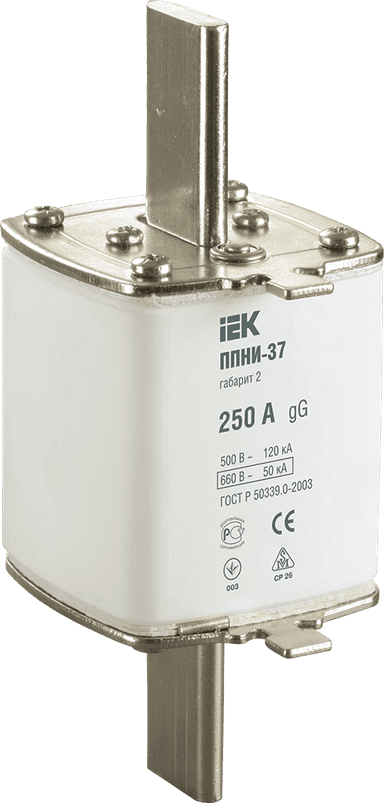 Вставка плавкая IEK ППНИ-37, 250А, габарит 2, белый (DPP40-250)