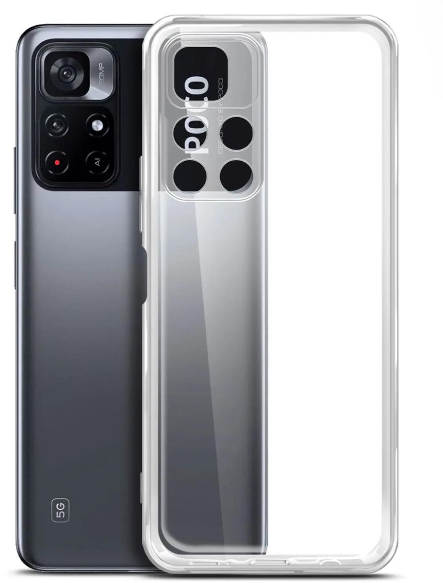 Чехол-накладка BoraSCO для смартфона Xiaomi Poco M4 Pro, силикон, прозрачный (70105)