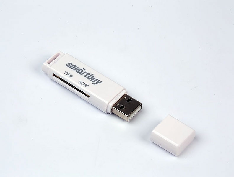 Считыватели карт памяти Картридер внешний Smartbuy SBR-715-W, SD/microSD, USB 2.0, белый