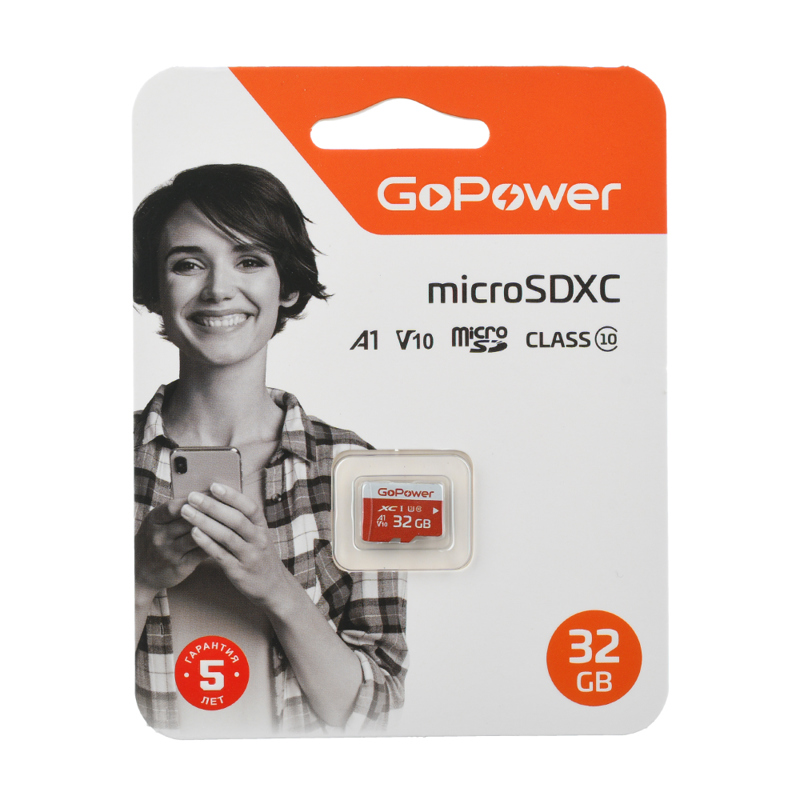  Карта памяти 32Gb microSDHC GoPower Class 10 UHS-I U3 V10 A1 (00-00025680)