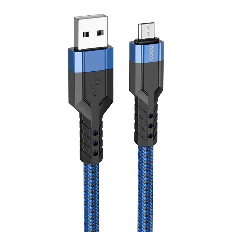 Кабель USB-Micro USB, 2.4А, 1.2 м, синий, HOCO U110