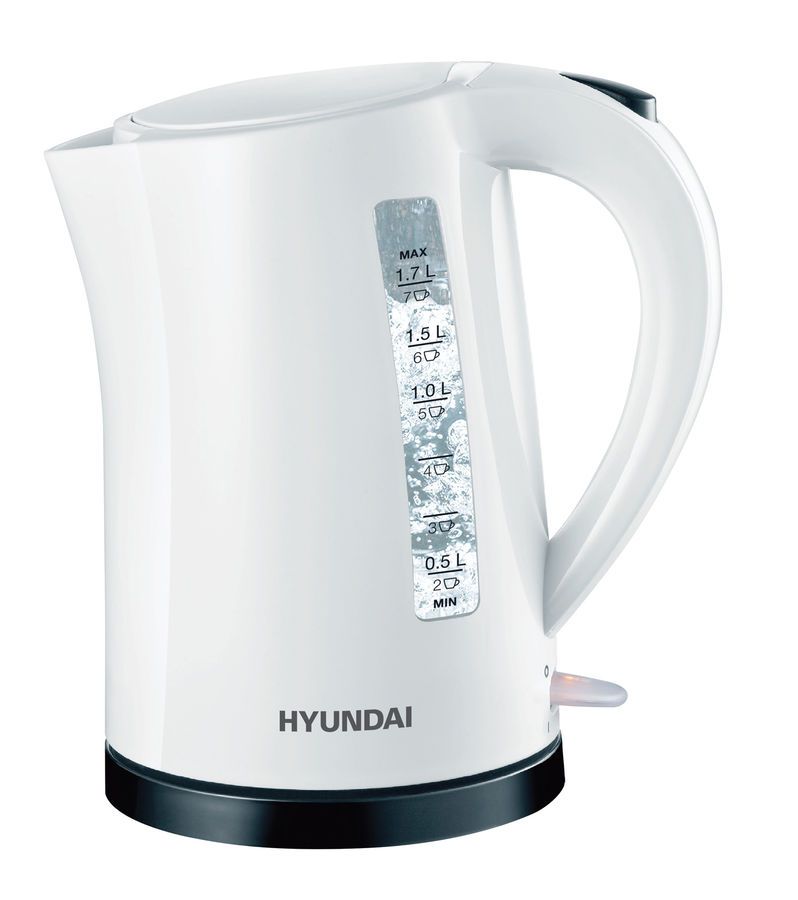 Чайник Hyundai HYK-P1409 1.7л. 2.2 кВт, пластик, белый/черный