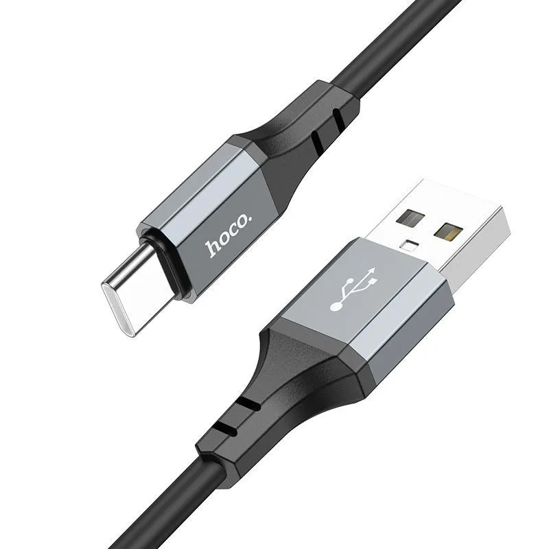 Кабель USB-USB Type-C, экранированный, быстрая зарядка, 3А, 12 Вт, 1 м, черный, HOCO Spear X86 (6931474777980)