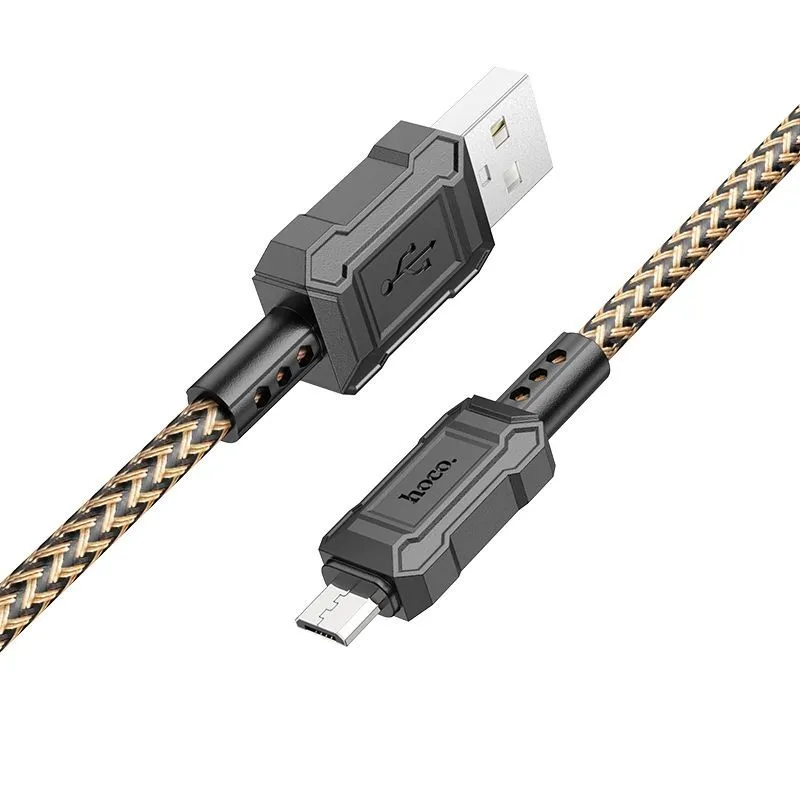 Кабель USB-Micro USB, экранированный, 2.4А, 1 м, золотистый, HOCO Leader X94