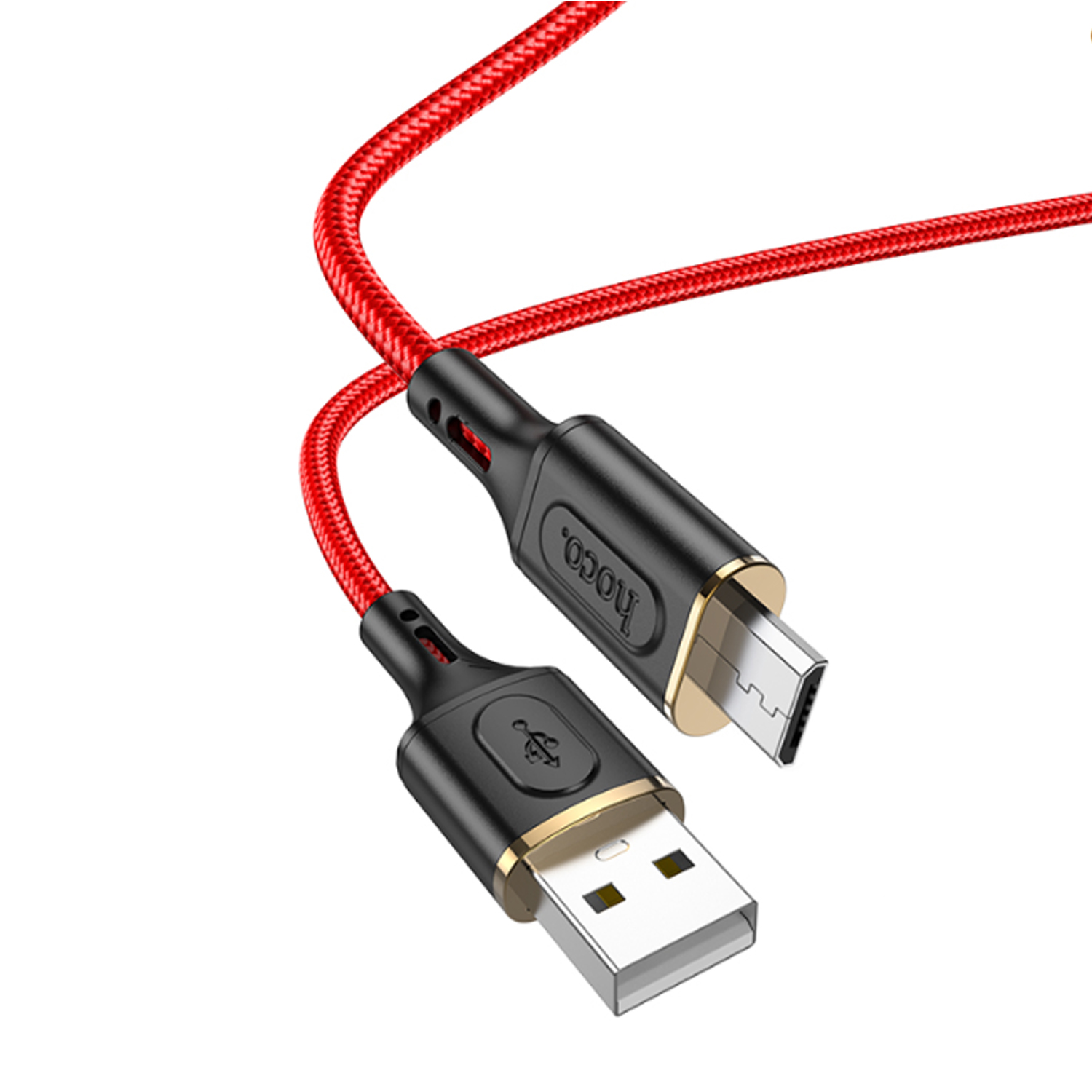 Кабель USB-Micro USB, 2.4А, 1 м, красный, HOCO Goldentop X95