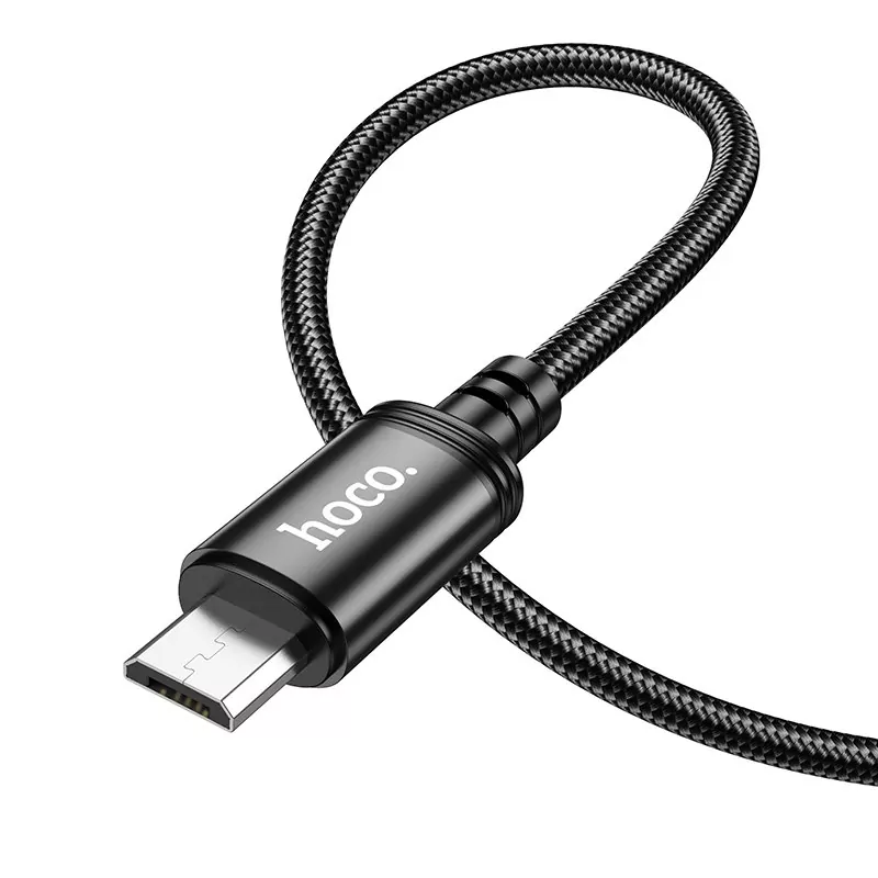 Кабель USB-Micro USB, 2.4А, 1 м, черный, HOCO Wind X89 (6931474784346)