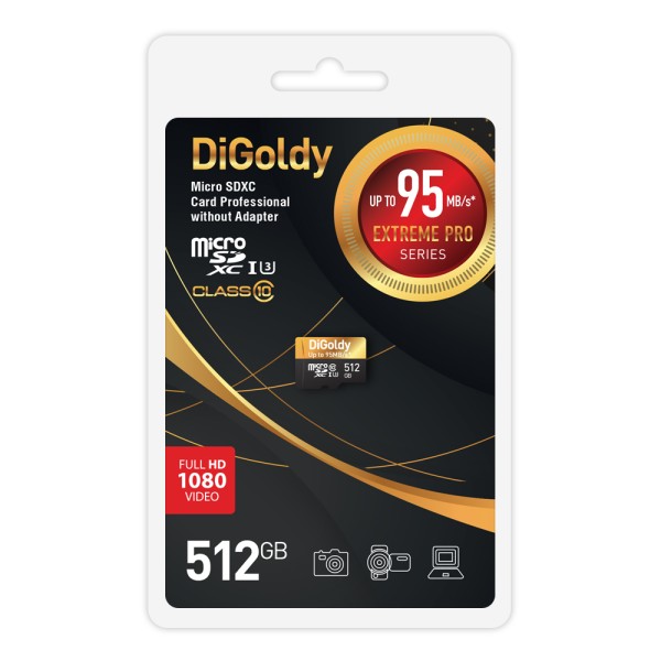  Карта памяти 512Gb microSDXC Digoldy Extreme Pro Class 10 UHS-I U3 (DG512GCSDXC10UHS-1-ElU3 w)