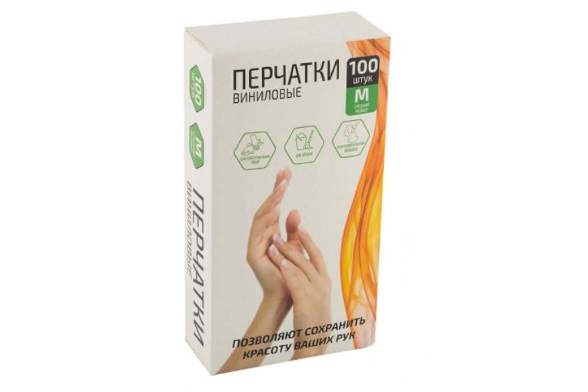   E2E4 Перчатки виниловые, пар в упаковке: 100, M, Рыжий кот 008051 (008051)