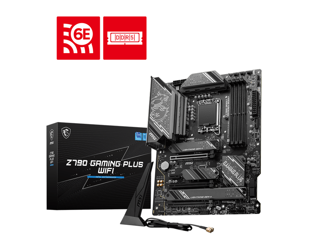 Материнская плата MSI Z790 GAMING PLUS WIFI, Socket1700, Intel Z790, 4xDDR5 DIMM, 3PCI-Ex16, 6SATA3, 7.1-ch, 2.5GLAN, 7 USB 3.2, 2 USB Type-C, HDMI, DP, ATX, Retail