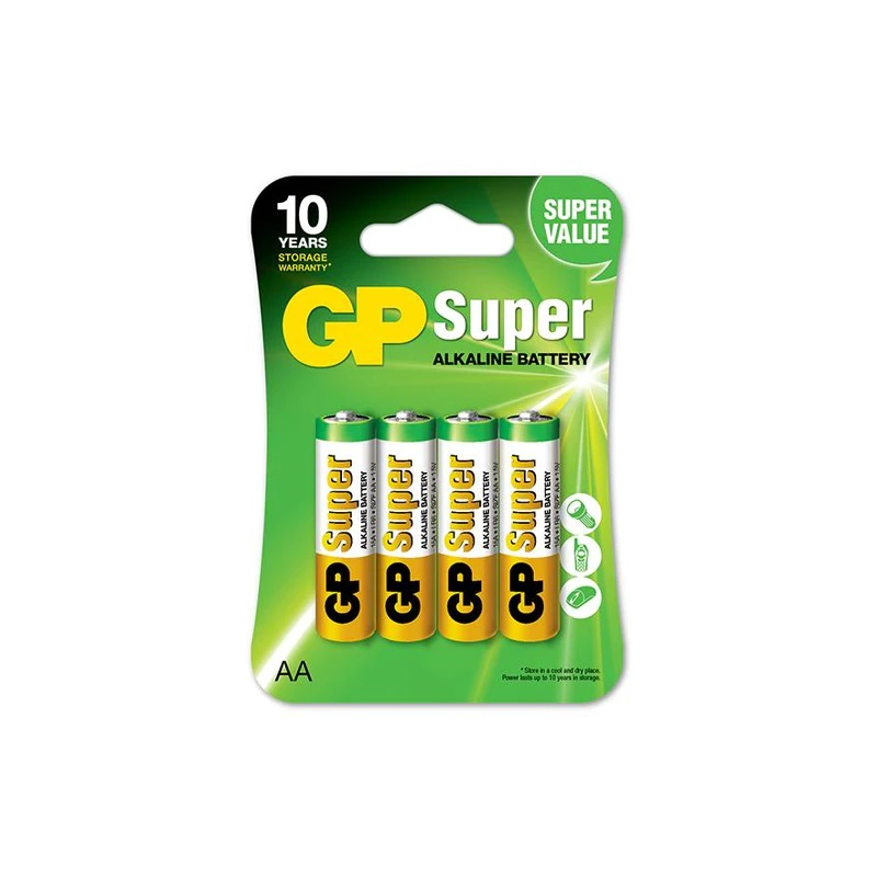 Элементы питания Батарея GP Super Alkaline, AA (LR6), 1.5V, 4 шт. (4891199000034)