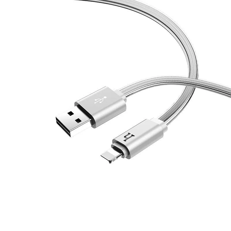 Кабель USB-Lightning 8-pin, плоский, 2.1А, 1.2 м, серебристый, HOCO Jelly UPL12 (6957531028017)