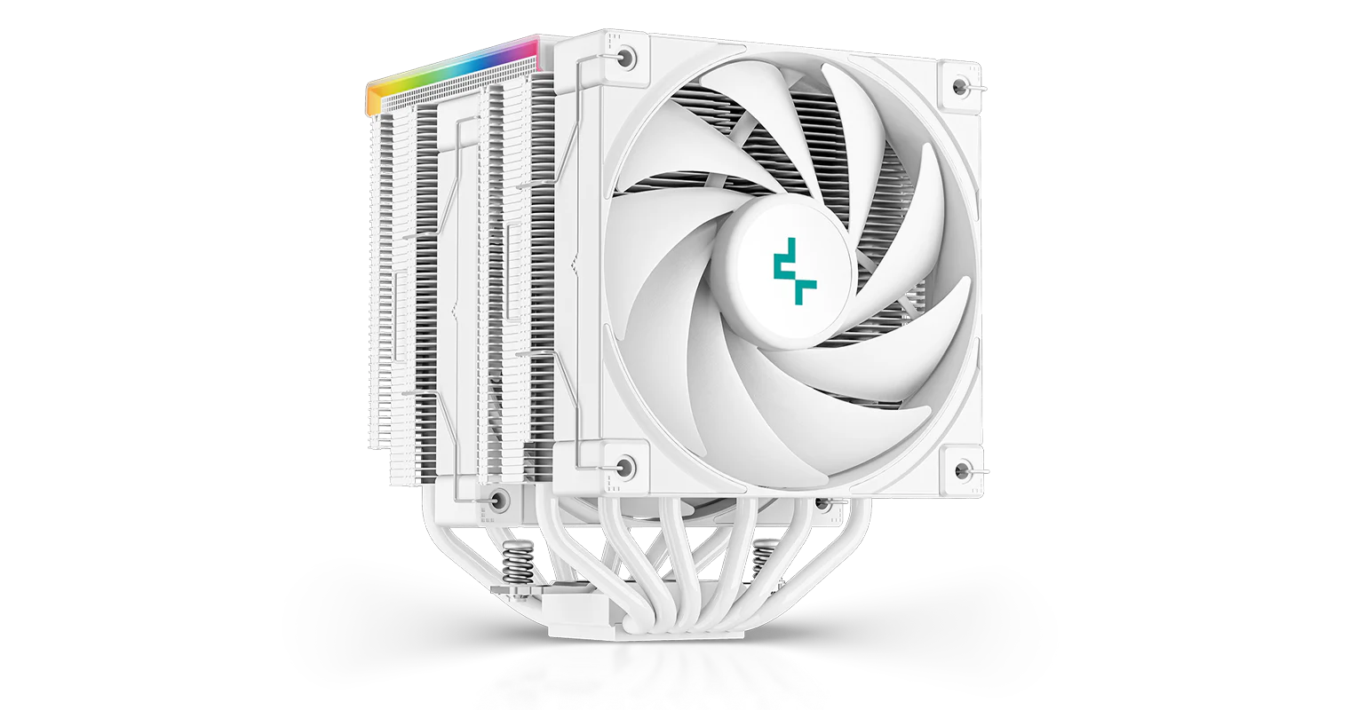 Кулер для процессора DeepCool AK620 DIGITAL WH для Socket/115x/1200/1700/1851/2011/2011-3/2066/AM4/AM5, 120 мм, 1850rpm, 28 дБА, 260 Вт, 4-pin PWM, Al+Cu, ARGB (R-AK620-WHADMN-G)