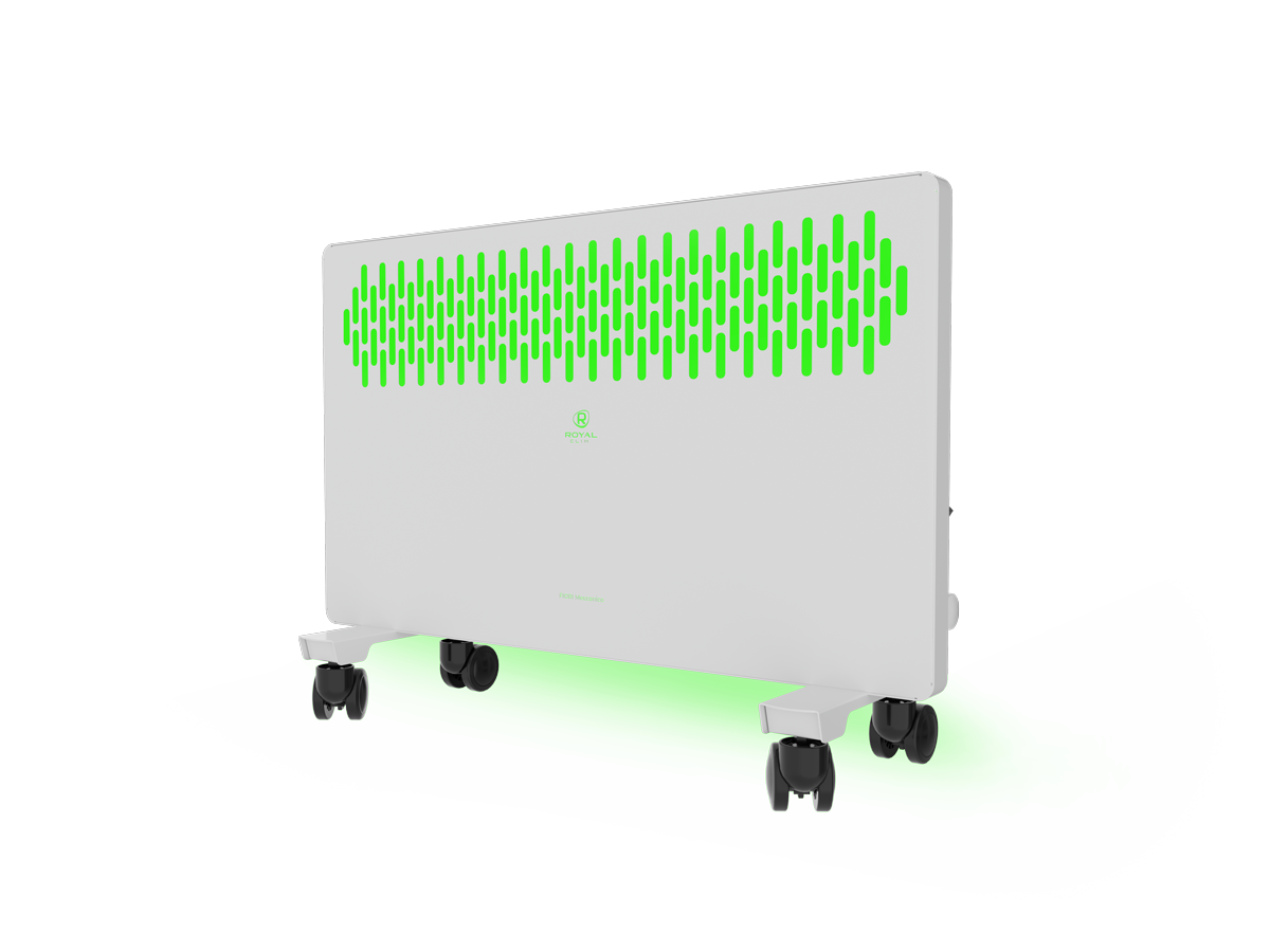 Конвектор 2 кВт 25 м², 220В, напольно-настенный, механическое управление, термостат, белый, ROYAL CLIMA FIORI Meccanico REC-FRWG2000M (REC-FRWG2000M) (с подсветкой зеленого цвета)