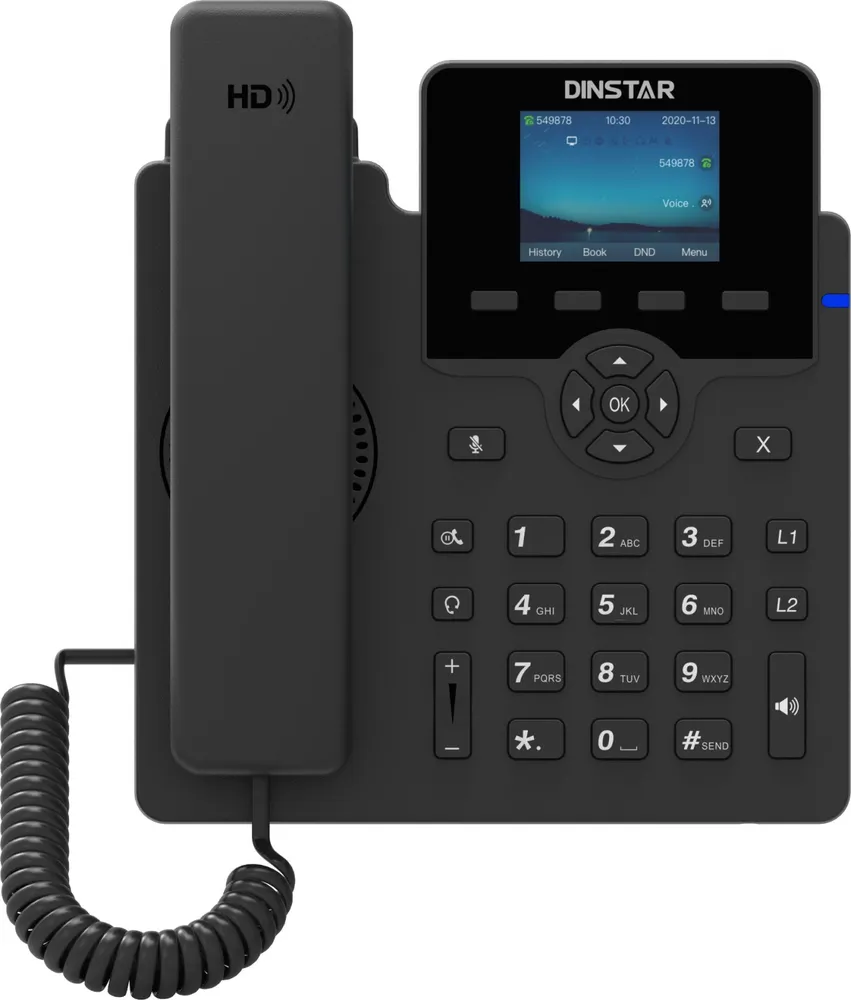 VoIP-телефон DINSTAR C62UP, 6 линий, 6 SIP-аккаунтов, цветной дисплей, PoE, черный (C62UP)