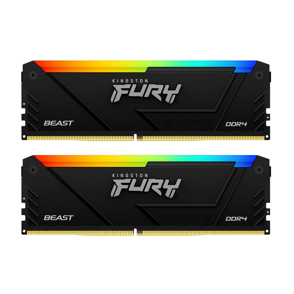 Комплект памяти DDR4 DIMM 16Gb (2x8Gb), 3200MHz, CL16, 1.35V, Kingston, FURY Beast Black RGB XMP (KF432C16BB2AK2/16) Retail