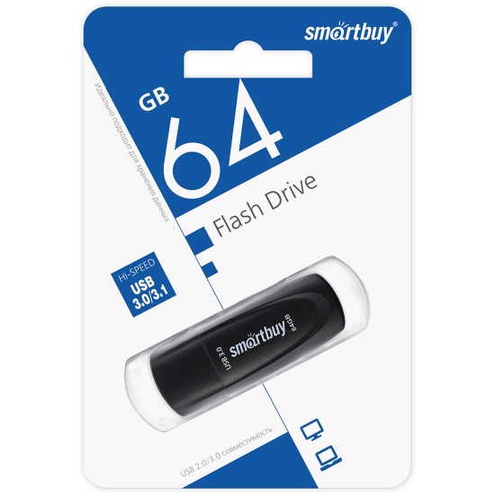 Флешка 64Gb USB 3.1 SmartBuy Scout, черный (SB064GB3SCK)