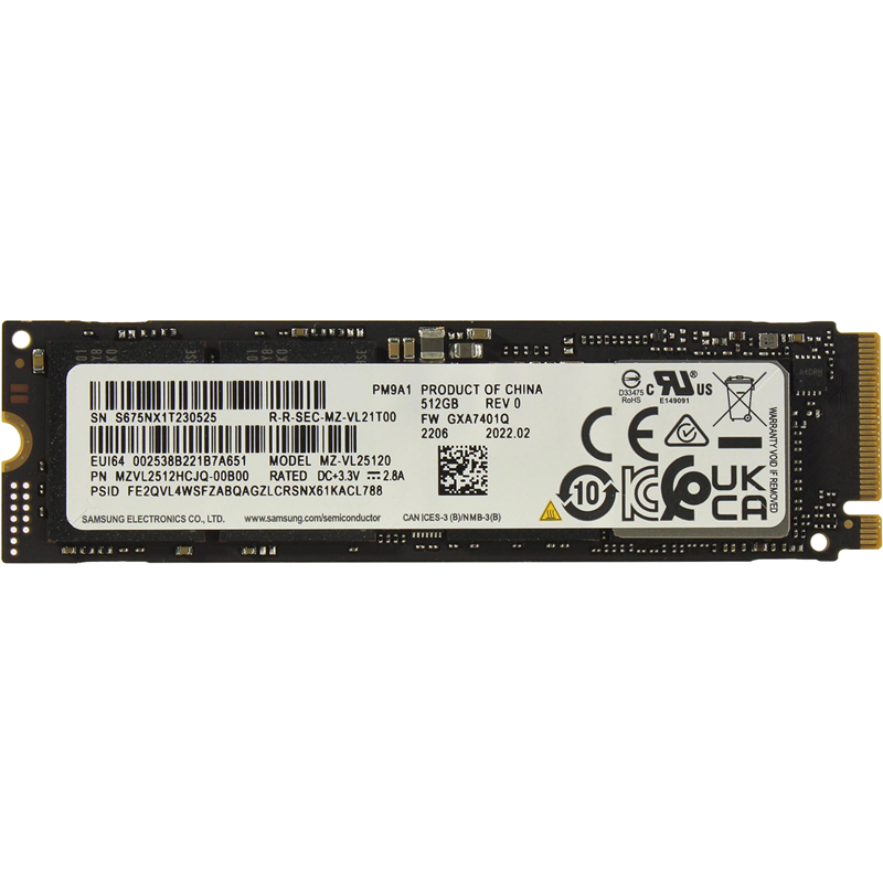 Твердотельный накопитель (SSD) Samsung 512Gb PM9A1, 2280, M.2, NVMe (MZVL2512HCJQ-00B0/07) Bulk (OEM)