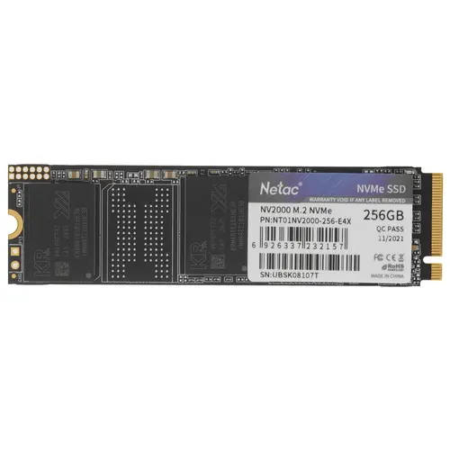   E2E4 Твердотельный накопитель (SSD) Netac 256Gb NV2000, 2280, M.2, NVMe (NT01NV2000-256-E4X)