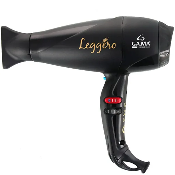 Фен Ga.Ma Leggero 2.4 кВт, режимов: 3, насадок: 1, черный (GH2004)